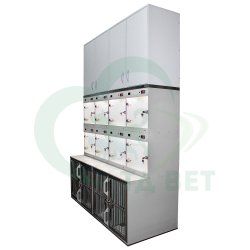 ТД ВЕТ Модуль из полипропилена с неонатальными боксами 1800х700(450) х2820h на колесах с системой хранения из ЛДСП