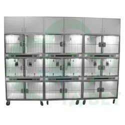 ТД ВЕТ Модуль 18 клеток из полипропилена с ИК подогревом и системой хранения из ЛДСП  3500х600х2520(2680)h с колесами