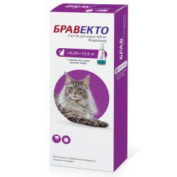 MSD Animal Health Бравекто капли спот-он от блох и клещей для кошек 6,25 - 12,5 кг 500 мг