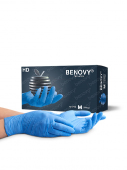 BENOVY Nitrile MultiColor BS, перчатки нитриловые, ПОВЫШЕННОЙ ПРОЧНОСТИ (4,5 гр), ГОЛУБЫЕ, M, 50 пар/уп