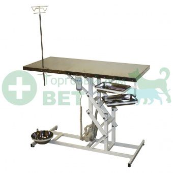 ТД ВЕТ Стол ветеринарный универсальный с подогревом СВУ-10 с электроприводом, 1300x600x(760-990)h, каркас серый, пульт р