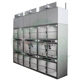 ТД ВЕТ Модуль из 18 клеток полипропилена с системой хран. из ЛДСП 3500х600х2660(2820)h с колесами