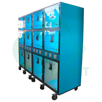 ТД ВЕТ Модуль из 12 клеток из полипропилена с освещением анемостат 2400х700х1840(2000) с колёсами