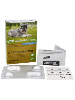 Bayer Дронтал плюс таблетки со вкусом мяса от гельминтов для собак 2 таб. (1 таб. на 10 кг)