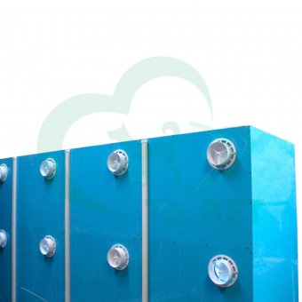 ТД ВЕТ Модуль из 12 клеток из полипропилена с освещением анемостат 2400х700х1840(2000) с колёсами