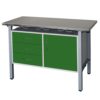 ТД ВЕТ Стол ветеринарный универсальный СВУ-3.08,столешница HPL (цвет серый-меланж) 1300х600х900 мм (фасад папоротник)
