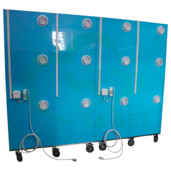 ТД ВЕТ Модуль из 12 клеток из полипропилена с освещением анемостат 2400х700х1840(2000) с колёсами