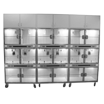 ТД ВЕТ Модуль 18 клеток из полипропилена с ИК подогревом и системой хранения из ЛДСП  3500х600х2520(2680)h с колесами