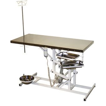 ТД ВЕТ Стол ветеринарный универсальный с подогревом СВУ-10 с электроприводом, 1300x600x(760-990)h, каркас серый, пульт р