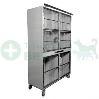 ТД ВЕТ Модуль клеток из полипропилена, 3х ярусный из 6 клеток 2/2/2, дверцы из прутка, 1460х550х2030h(2190)h