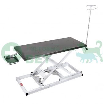 ТД ВЕТ Стол ветеринарный с подогревом VETBOT-72.1500 без слива, со штативом, электропривод, 1500x600x(280- 1050)h мм (ка